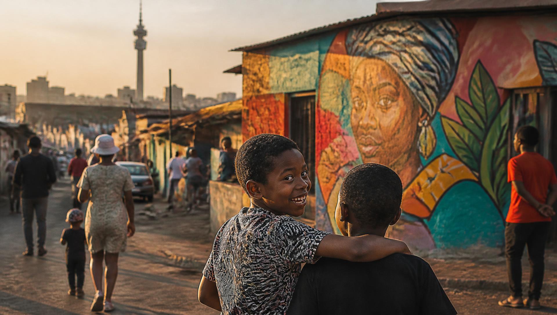 A vibrant Soweto street scene in Johannesburg